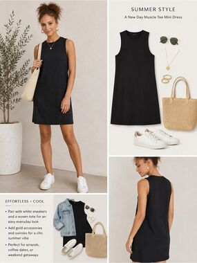 A New Day Muscle Tee Mini Dress Black NWOT LARGE